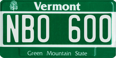 VT license plate NBO600