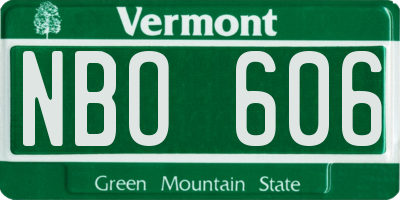 VT license plate NBO606