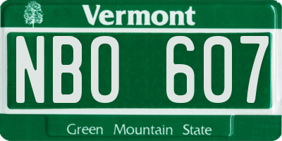 VT license plate NBO607