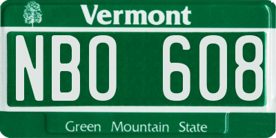 VT license plate NBO608