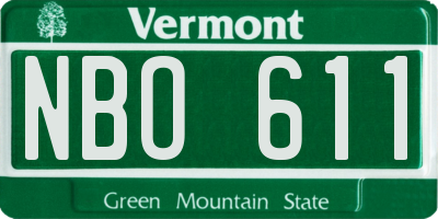VT license plate NBO611