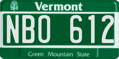 VT license plate NBO612