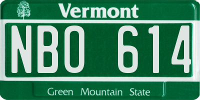 VT license plate NBO614