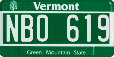 VT license plate NBO619