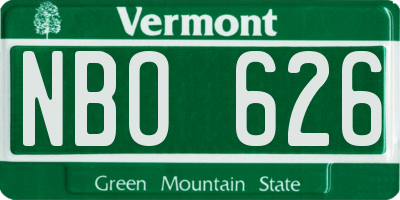 VT license plate NBO626
