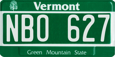VT license plate NBO627