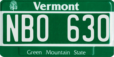 VT license plate NBO630