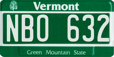 VT license plate NBO632