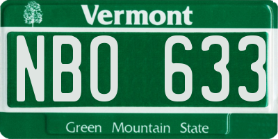 VT license plate NBO633