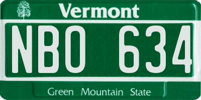 VT license plate NBO634