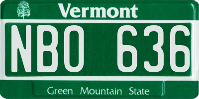 VT license plate NBO636