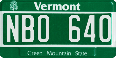 VT license plate NBO640