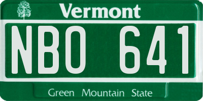 VT license plate NBO641