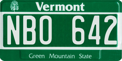 VT license plate NBO642