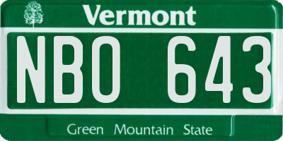VT license plate NBO643