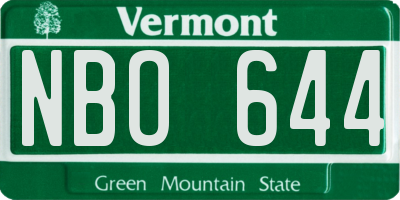 VT license plate NBO644