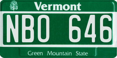 VT license plate NBO646