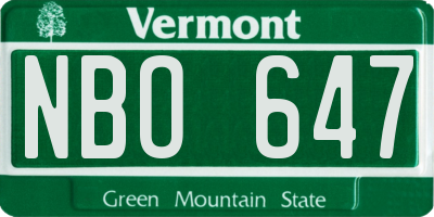 VT license plate NBO647