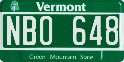 VT license plate NBO648