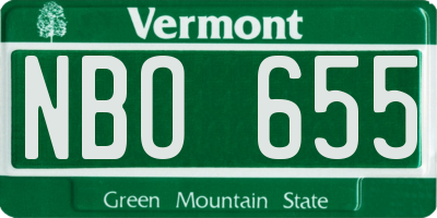 VT license plate NBO655