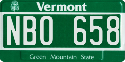 VT license plate NBO658