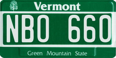 VT license plate NBO660