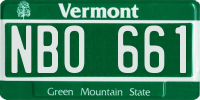 VT license plate NBO661