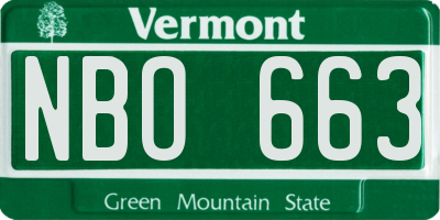 VT license plate NBO663