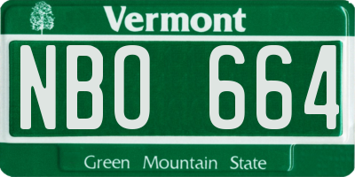VT license plate NBO664