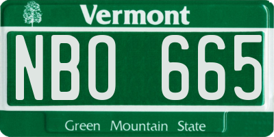 VT license plate NBO665