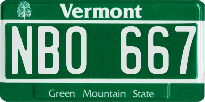 VT license plate NBO667