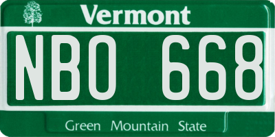 VT license plate NBO668