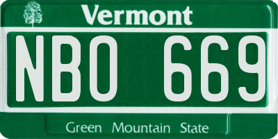VT license plate NBO669