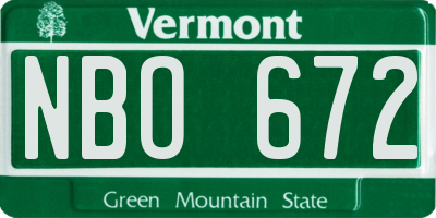 VT license plate NBO672