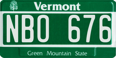 VT license plate NBO676