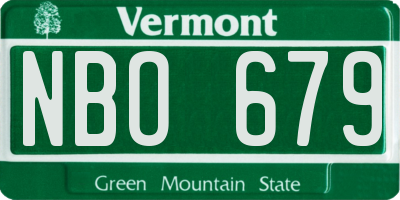 VT license plate NBO679