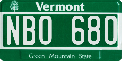 VT license plate NBO680