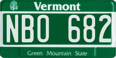 VT license plate NBO682