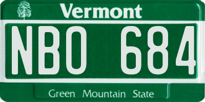 VT license plate NBO684