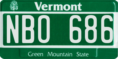 VT license plate NBO686