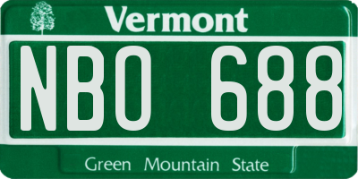 VT license plate NBO688