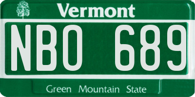 VT license plate NBO689