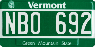 VT license plate NBO692