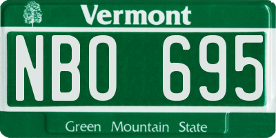 VT license plate NBO695