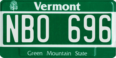 VT license plate NBO696