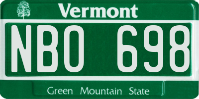 VT license plate NBO698