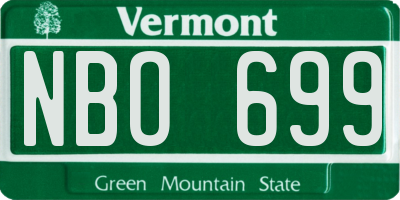 VT license plate NBO699