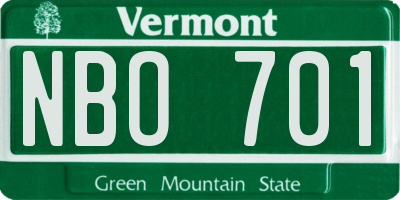 VT license plate NBO701