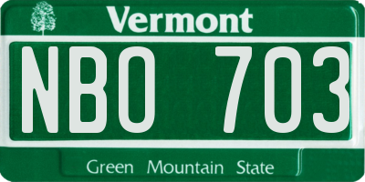 VT license plate NBO703