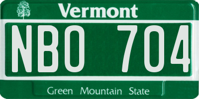 VT license plate NBO704